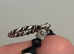 Vintage Silver Tone Metal & Onyx Black Beaded Toggle Bracelet Detailed 7”