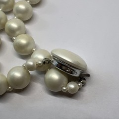 Vintage Signed Japan 12mm Faux Pearl Bead 22” Necklace (8338)