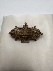 Antique Victorian Gold Tone Hinged Dress Clip Sash Clasp Ornate Brooch