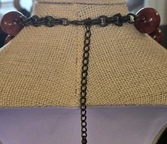 Big Chunky Root Beer Lucite Bead Necklace Graduated Statement 17.5” Length +3″