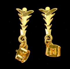 Vintage Gold Tone Dangle Drop Trees With Inset Crystals Pierced Stud Earrings 1”