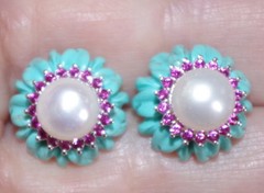 15MM Turquoise Flower Jackets For Stud Earrings Use With Any Studs Multi Listing