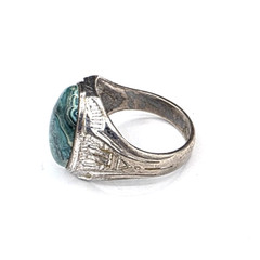 Vintage Clark & Coombs Chrysocolla Sterling Ring Size 11.75 Southwestern Theme