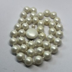 Vintage Signed Japan 12mm Faux Pearl Bead 22” Necklace (8338)