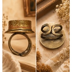 One of a Kind Handmade Shell Casing Cameo Statement Ring Crystal Artisan Jewelry