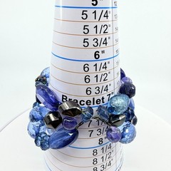 Vintage Blue Beaded Bracelet Chunky Multi Strand Layered Statement Bold Y2K Boho