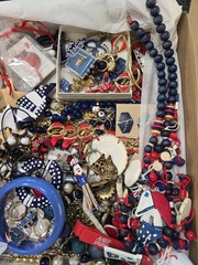Beautiful Lot Of Estate Jewelry, Red, White & Blue, Many Signed, Matching Sets