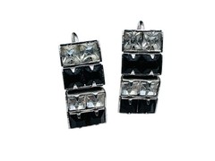 Vtg Art Deco Rhinestone Rhodium Plated Necklace Bracelet Earrings Set