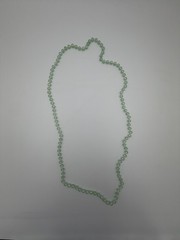 Vtg Uranium Glass Necklace Vaseline Glows UV Blacklight Knotted 52″ Rope Flapper