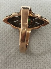 VINTAGE 14K (585) Two Tone Gold Tsavorite Garnet & Diamonds Ladies Ring 4.8gr.