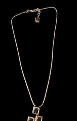 Vtg Onyx Geometric Bold Brutalist Pendant Statement Necklace Marked A.T. N.8