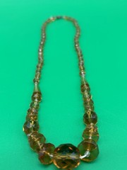 Antique Art Nouveau Cut Crystal Amber Costume Jewelry Necklace Art Deco – 01