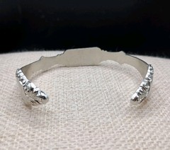 Vintage Spoon Cuff Bracelet ID Engravable Silver Tone Floral Size 5-7 Adjusts