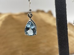 Nice Natural Blue Topaz teardrop Sterling Silver Hook Dangle Earrings–896.24