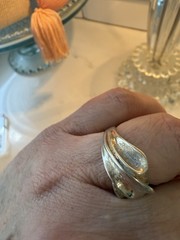 Modernist Sterling Silver 925 Cellini Domed Abstract Twist Wave Ring Size 7.75