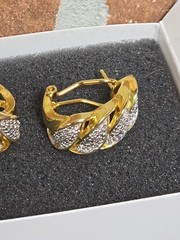 Faux Diamond And Gold Tone Clip Over Earrings 1 In Long – .5 Inches Wide