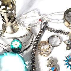 Vtg SOUTHWESTERN Silver Plated Alpaca Mixed Metals Jewlery Lot Collection 15 Pcs