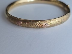 Coleman Co 1/20 14k Rose Gold Filled Bangle Flower Bracelet 7.5″