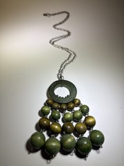 Vintage Aarikka Torikontti Green Geometric Kinetic 60s Pendant Necklace Finland