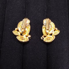 Swarovski Swan Gold Tone Lavender Yellow Pink Crystal Earrings Clip-On