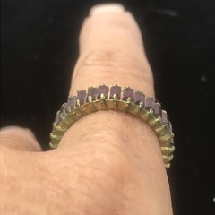Vintage Gold Plated Entrnity Band Purple Crystals Ring varied sizes
