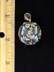 Rare Artisan Vtg Polymer Clay Cherub Angel Jingle Bell Sterling Ball Pendant