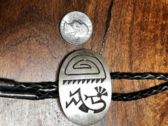 Vintage Hopi Sterling Silver Bolo Tie Kokopeli Old Pawn Signed VB
