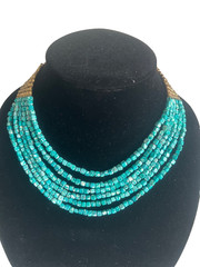 VNT Lot of 3 Statement Necklaces Chunky Beaded Layered Bib Black Torquise Gold T