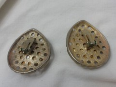 Vintage Large Domed Round Wood Bead Earrings Clip-on Statement
