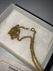 Nantucket Basket 12 Inch Gold Plated Necklace BostonHarbor Lighthouse W/penny!
