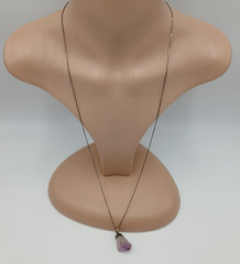 VTG 925 Raw Amethyst Stone Necklace 30in Sterling Silver 13gtw Box Chain Natural
