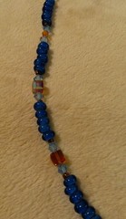 Unique Custom Made Beaded Necklace W/vintage Stone Brooch As Pendant Blue