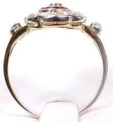 Victorian Edwardian Rose Diamond Engagement 14KY & Silver Rg Sz 6 UK-L1/2 EGLUSA