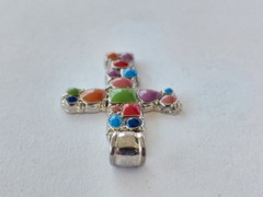 Vintage Signed Best Necklace Pendant Silver Tone Multicolor Enamel