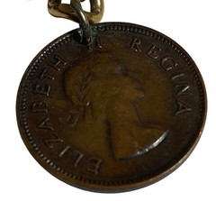 Vintage 1960″s British Coin Charm Bracelet Gold Tone Link Chain 9 Charms 6″