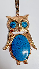 6 Vtg Necklace Pendant Lot Chunky Costume Owl Gold & Silver Tone Statement