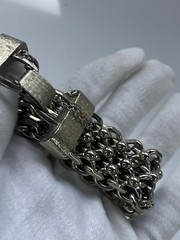 Vintage Cathé Cathe Chunky Silver Tone Heavy Brutalist Ball & Chain Bracelet