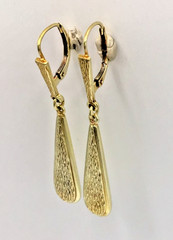Rare Vintage 14K Gold 3.71g Teardrop Dangle/Drop Leverback Earrings With Texture