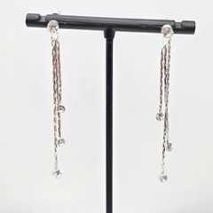 Vintage Sparkly Triple Strand Rhinestone Silver Plate Earrings FREE $HIPPING!