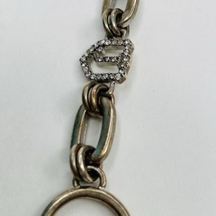 Vintage Juicy Couture Rhinestone Bracelet Chunky Puffy Heart Charm Silver Tone