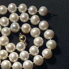 Necklace Cultured Pearl 14k 9mm Ball Clasp Big Pearls 10mm To 11mm Big Pearls