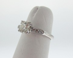 Vintage Estate 0.80ct Genuine Diamonds Old Cut 14k White Gold Engagement Ring