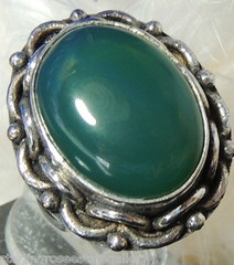 Vintage Chrysoprase 1 1/8″ Sterling Silver 0.925 Cocktail Band Ring size 7.5