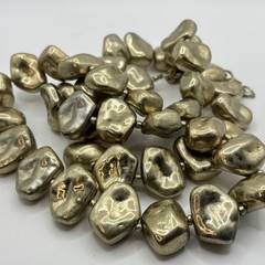 Vtg Chico’s Necklace Faux Gold Nuggets 38” Long Chunky Heavy