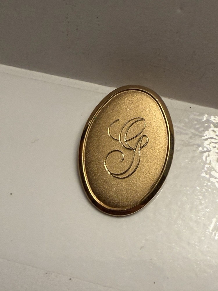 Vintage Gold Tone Monogram Brooch Pin Letter “G”