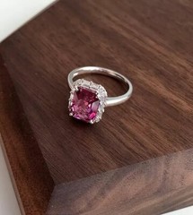 Art Deco Style Octagonal Ruby Lab Created Diamond 14K White Gold FN Wedding Ring