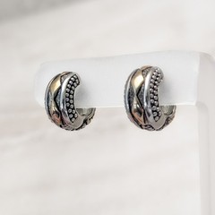 Vintage Clip On Earrings Two Tone Reversible Magnetic Hoops Silver/Gold Tone