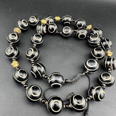 Lot 27 Ethnic Pyu Etched Agate Eye Beads Natural Stone Agate Beaded Necklace