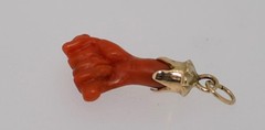 Victorian 14K Coral Figa Talisman Pendant