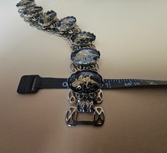 Vintage Siam Thai Dancer Panel Bracelet Black Glass Intaglio 7″ Wide…